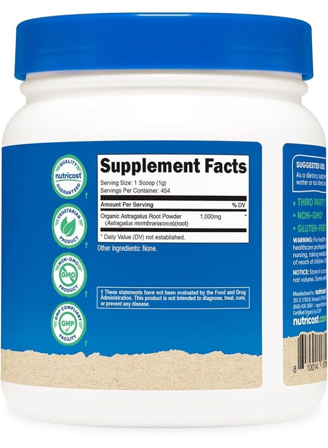 نوتريكوست، مسحوق جذر أستراغالوس عضوي، بدون نكهة، 16.2 أونصة (454 غرام) - Image 2
