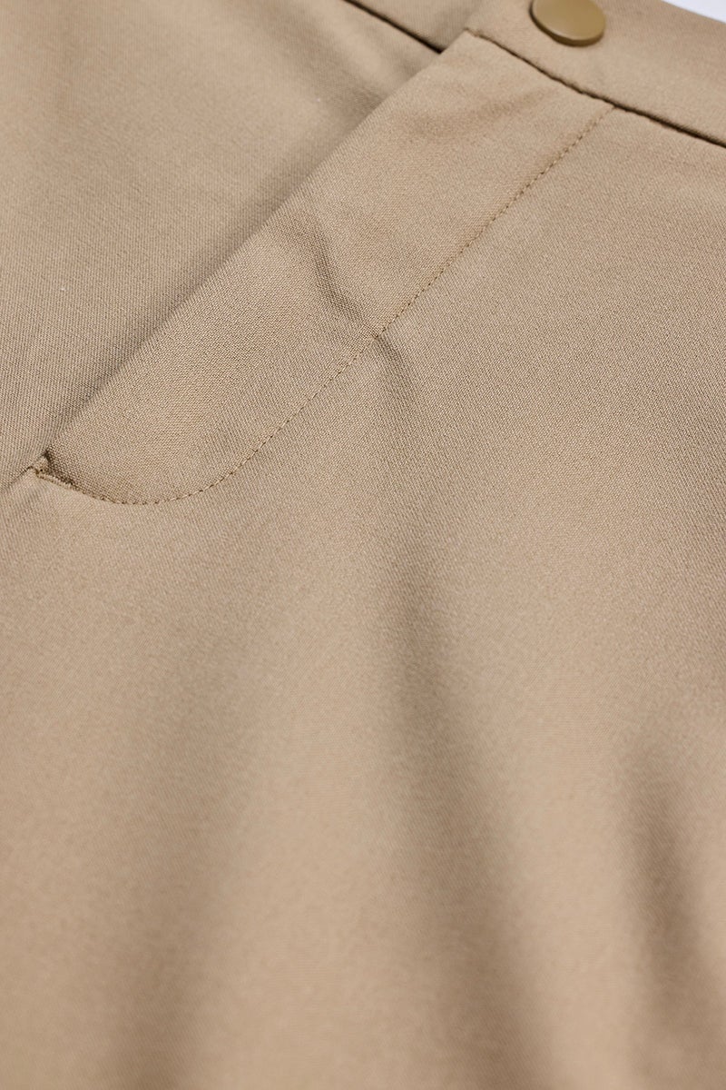 SNITCH Beige Self-Design Stretch Trousers - Image 2