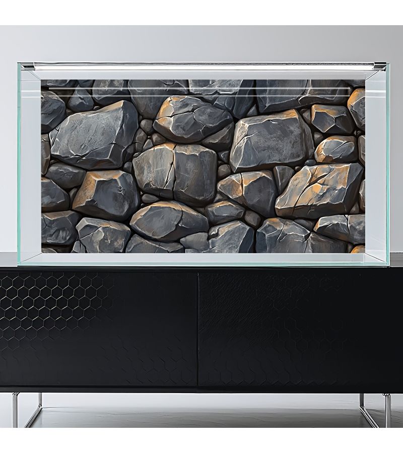 1 Sheet Dark Gray Stone Wall Sticker Mural for Fish Tank Decoration Natural Rock Texture Scene Sun Resistant 76x46cm - Image 5