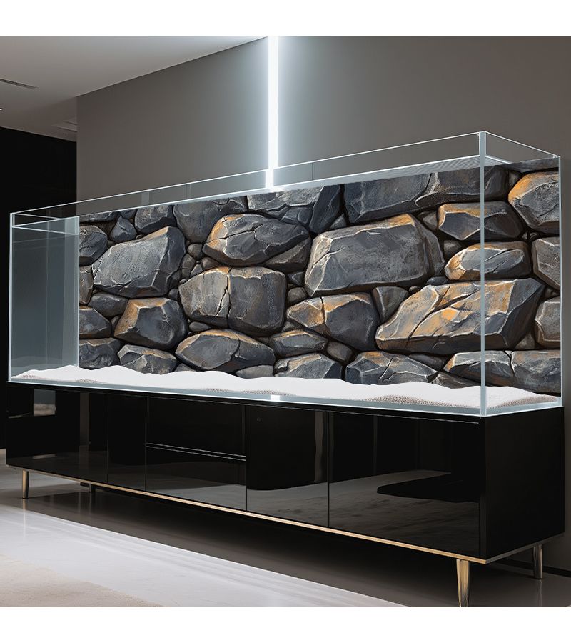 1 Sheet Dark Gray Stone Wall Sticker Mural for Fish Tank Decoration Natural Rock Texture Scene Sun Resistant 76x46cm - Image 4