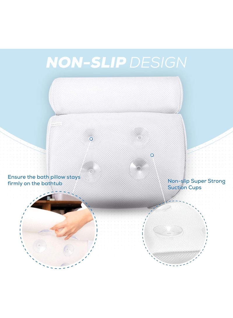 وسادة حمام فاخرة، شبكية هوائية، مقاومة للماء، مزودة بأكواب شفط للرأس والرقبة، وسائد مريحة لأحواض الاستحمام، ومسند رأس لأحواض الاستحمام الساخنة والمنتجعات الصحية المنزلية، ملحقات الاستحمام (قطعة واحدة) - Image 4