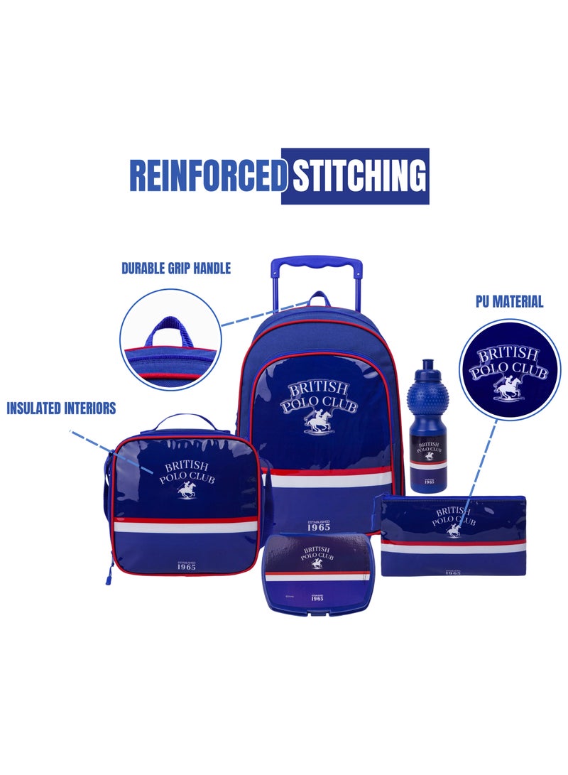 Motto Design CBPC1 5-in-1 Trolley School Bag Set, 16-Inch- Backpack, Lunch Bag, Water Bottle, Pencil Case & Lunch Box - Image 4