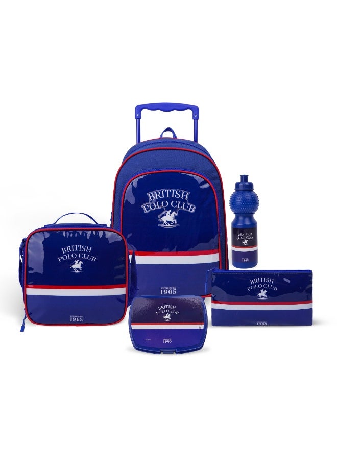 Motto Design CBPC1 5-in-1 Trolley School Bag Set, 16-Inch- Backpack, Lunch Bag, Water Bottle, Pencil Case & Lunch Box - Image 1