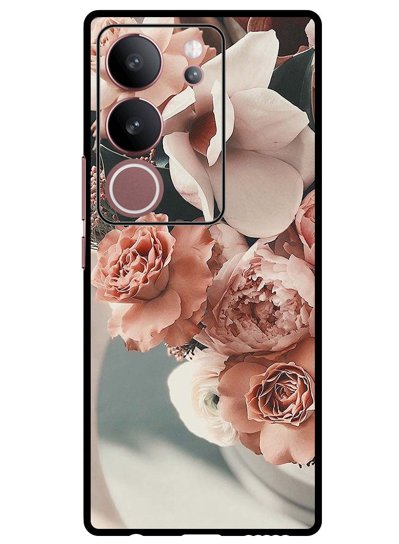 Protective Case Anti Scratch Shock Proof Bumper Cover For Vivo V29 - V29 Pro Peach Roses