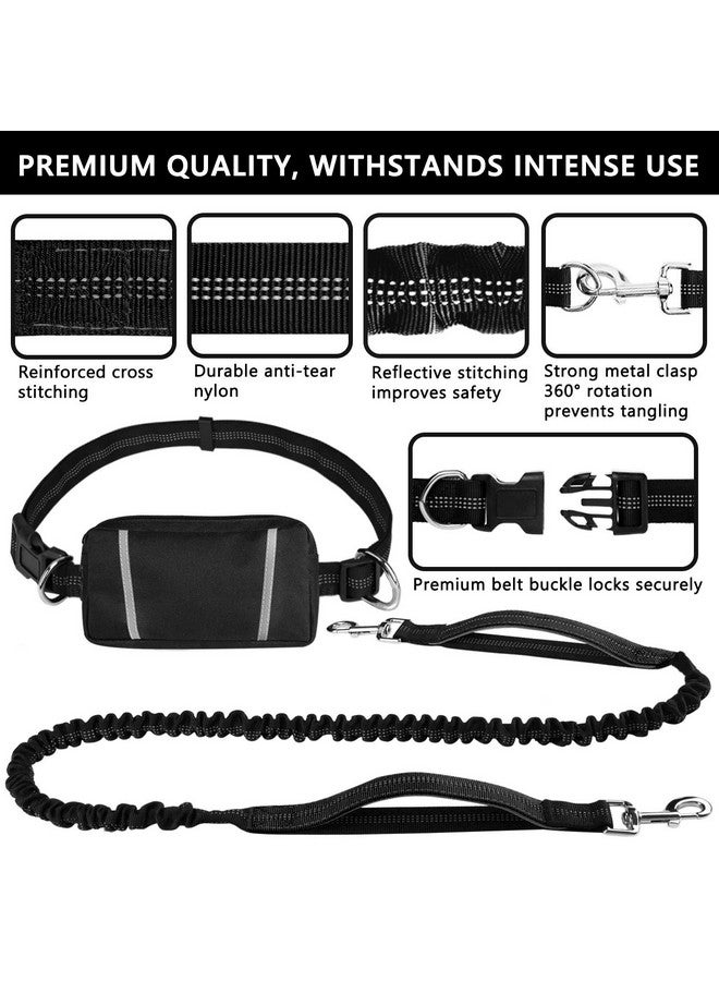 LANNEY Hands Free Dog Leash, Waist Running Leash with Zipper, Walking Pouch for Medium Large Dogs, Dual Handle and Retractable Bungee for Training Jogging Hiking - Image 2