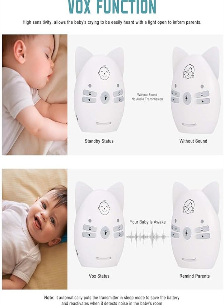 Wireless portable audio baby monitor with two-way talk function, VOX mode, long distance up to 300 meters, clear sound, night light, music playing, plug and play  - Image 3