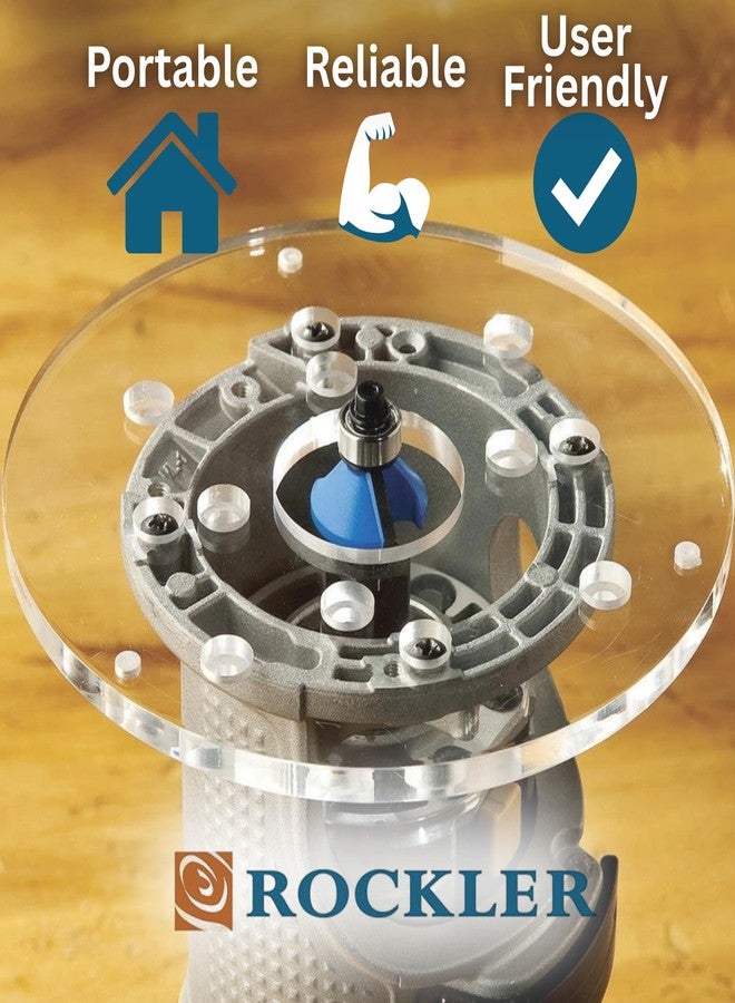 روكلر طاولة راوتر روكلر تريم - طاولة راوتر قابلة للتعديل بفتحات مثقوبة مسبقًا في الخلف - طاولة راوتر مزودة بواقي بت عالي الوضوح، قاعدة أكريليك بسمك 1/4 بوصة - أدوات راوتر لأعمال النجارة - Image 3