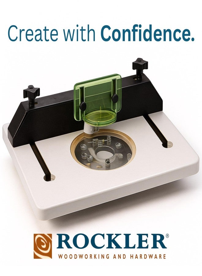 روكلر طاولة راوتر روكلر تريم - طاولة راوتر قابلة للتعديل بفتحات مثقوبة مسبقًا في الخلف - طاولة راوتر مزودة بواقي بت عالي الوضوح، قاعدة أكريليك بسمك 1/4 بوصة - أدوات راوتر لأعمال النجارة - Image 2