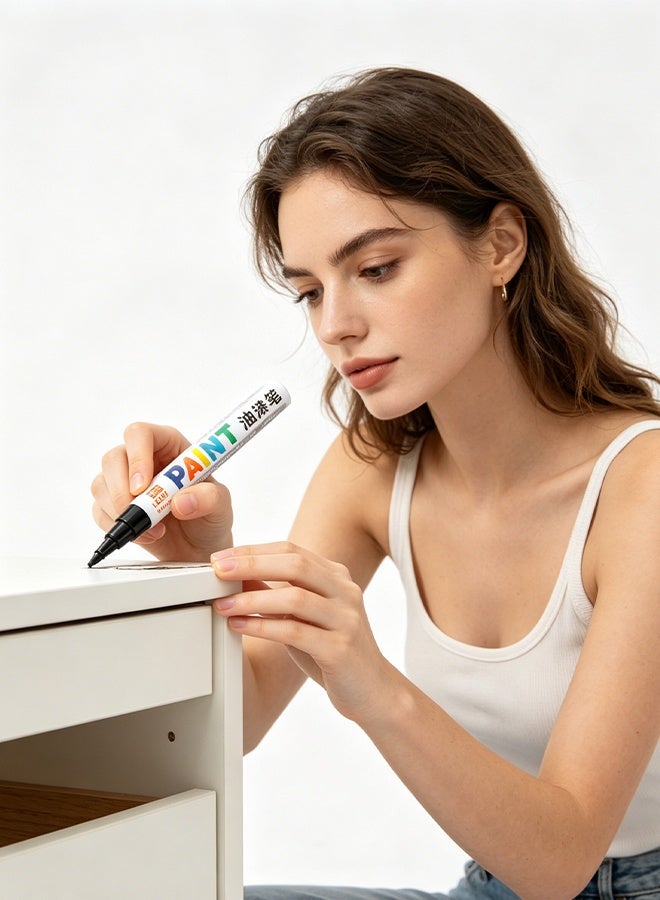 True Color 2PCS BLACK Oil Based Paint Pen, Permanent Paint Marker: Quick-Dry, Waterproof Marker for Rock Painting, Glass, Fabric, Ceramic, Wood, Metal, Mug, Plastic, Stone, - Image 2