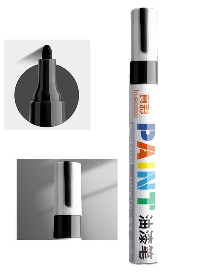 True Color 2PCS BLACK Oil Based Paint Pen, Permanent Paint Marker: Quick-Dry, Waterproof Marker for Rock Painting, Glass, Fabric, Ceramic, Wood, Metal, Mug, Plastic, Stone, - Image 3