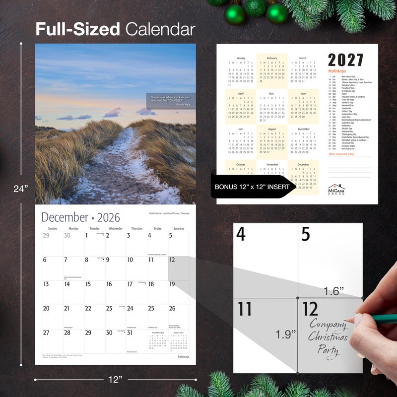 MICASA PRESS Pathways with Inspirational Quotes 2026 Wall Calendar 12 Month | 12" x 24" Open | Thick & Sturdy Paper | Holiday Gift | Nature Motivational Calendar 2026 - Image 5