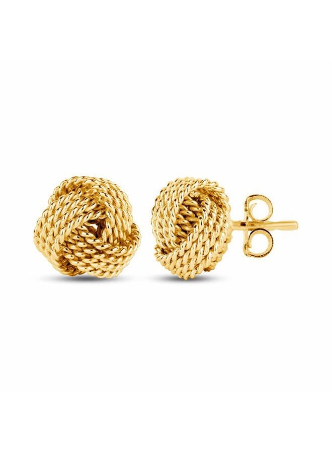 LeCalla Sterling Silver Jewelry Yellow Gold Italian Design Twisted Wire Love Knot Stud Earrings for Women - Image 1
