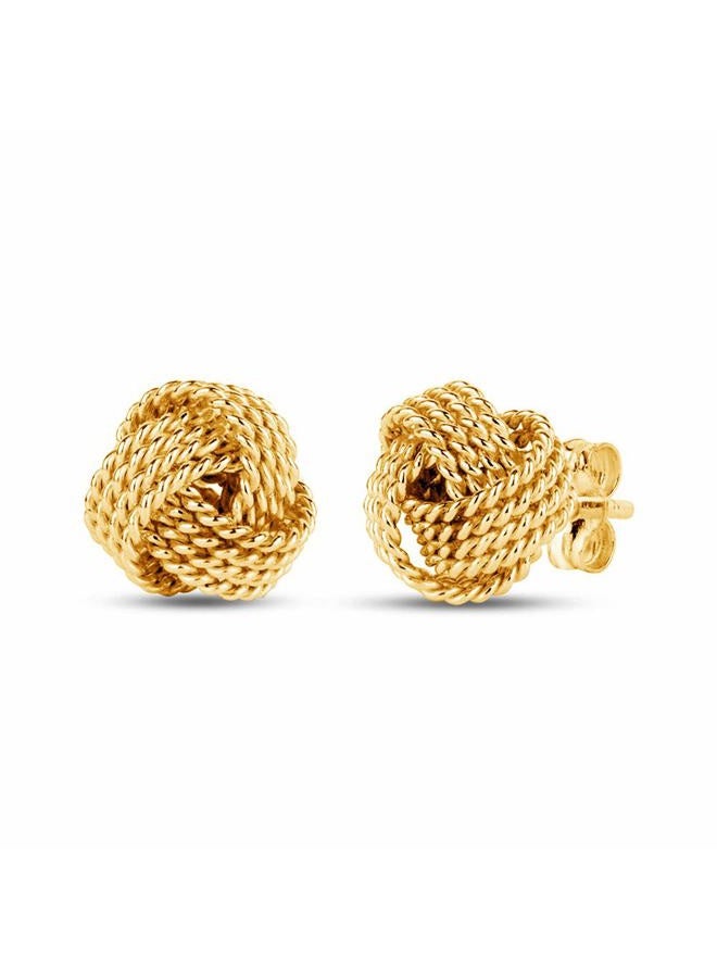 LeCalla Sterling Silver Jewelry Yellow Gold Italian Design Twisted Wire Love Knot Stud Earrings for Women - Image 3