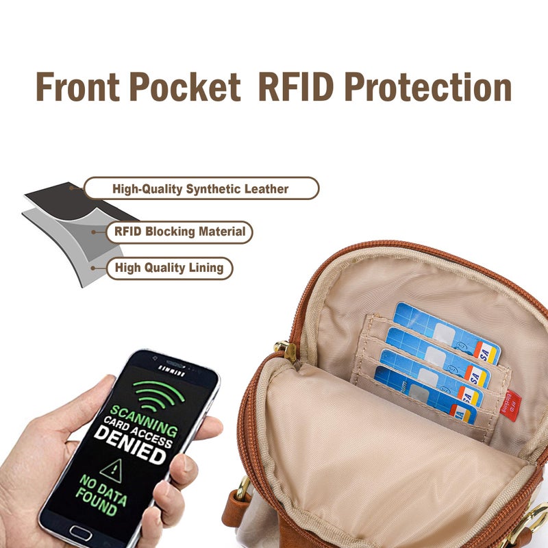 INICAT Sling Bag for Women Touchscreen Small Crossbody Cell Phone Purse Fanny Pack (Brown Anti Theft) - Image 5