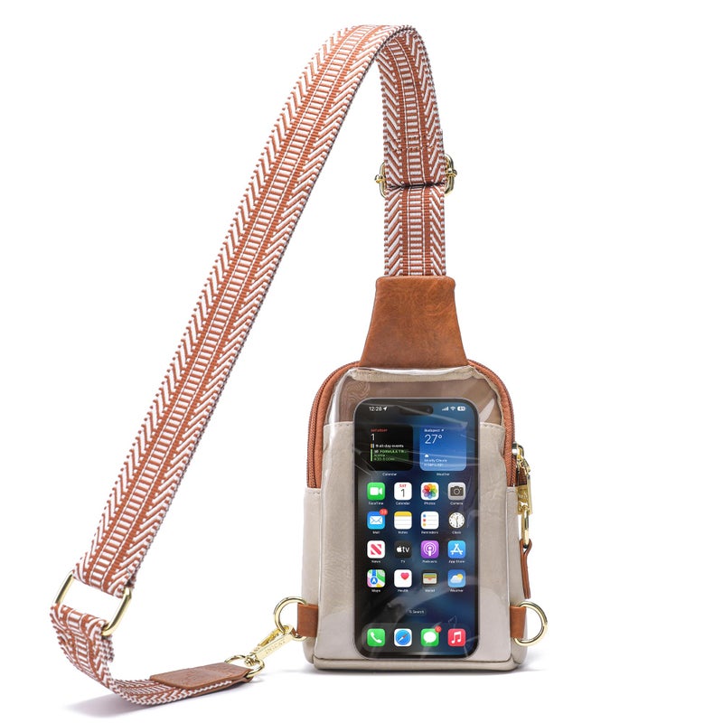 INICAT Sling Bag for Women Touchscreen Small Crossbody Cell Phone Purse Fanny Pack (Brown Anti Theft) - Image 1