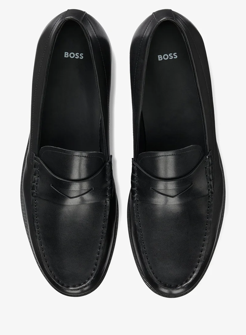 BOSS black Loafers in smooth leather with penny trim for Men | Best Price UAE