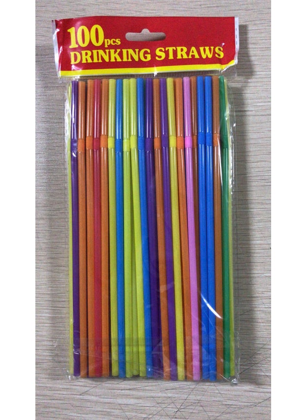 Dual Kid-Friendly Bendy Straws Multi-Color 100 color mixed elbow