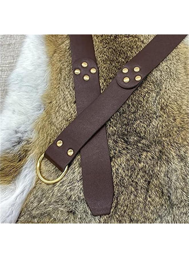 Generic Medieval O Ring Belt with Portable Drawstring Pouch, Retro Renaissance Faux Leather Belt and Purse Set for LARP - Image 5