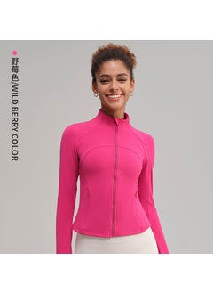 NUF Seamless Yoga Top Slim Fit Stand Collar Crop Jacket Wild berry color wild berry color