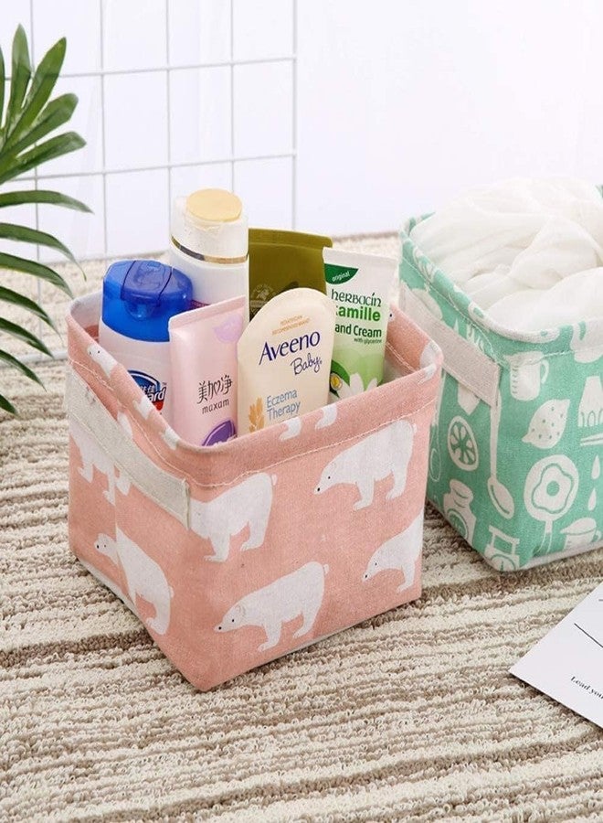 Flipco Pack of 3 Foldable Multipurpose Storage Box Small Canvas Fabric Organizer Baskets for Organizing, Storage Box with Handles Boxes for Wardrobe (Multi-Design), Rectangular - Image 3