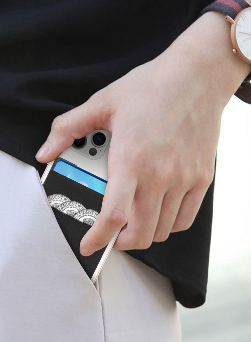 Captaintech Phone Card Holder, Card Holder Attaches to Phone, Elastic Adhesive ID Credit Card Wallet for Back of Phone, Compatible with iPhone / Samsung / Android Smartphone (2 Pack, Black & Grey) - Image 4