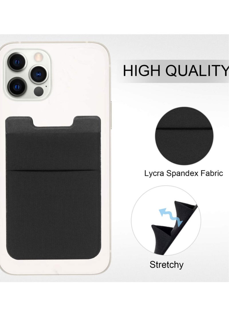 Captaintech Phone Card Holder, Card Holder Attaches to Phone, Elastic Adhesive ID Credit Card Wallet for Back of Phone, Compatible with iPhone / Samsung / Android Smartphone (2 Pack, Black & Grey) - Image 3