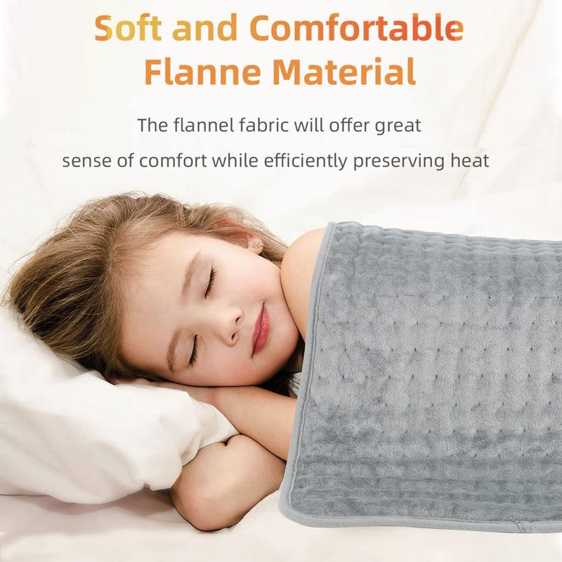 AMINAC Electric Heating Pad for Pain Relief of Back Neck & Shoulder,40x76cm,6 Electric Temperature Options,4 Timer Settings,Auto Shut Off Fast heat pad with LED Controller,Gray - Image 5
