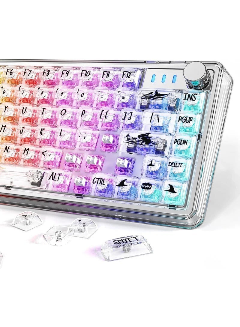 Attack Shark K75 RGB Transparent Mechanical Gaming Keyboard – 75% Compact Layout, Gasket Mount, Hot-Swappable Linear Switches, RGB Backlit, Black & White Transparent Keycaps, Wired USB-C Gaming Keyboard for PC/Mac - Image 2