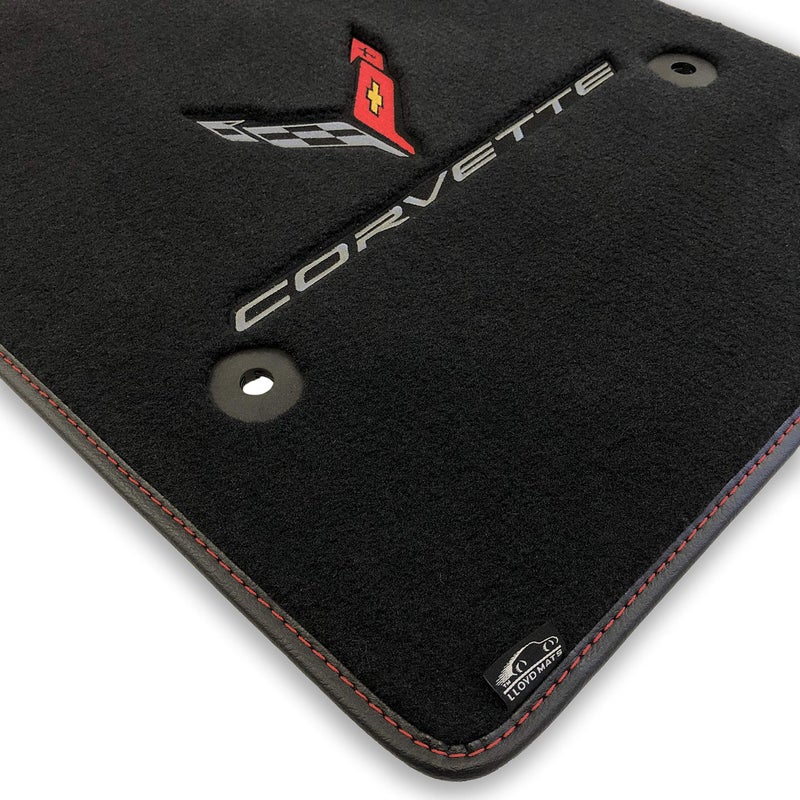 Lloyd Mats CustomFit Carpeted Floor Mats Premium Luxury Car Floor Liners for Corvette Corvette C8 2020ON Coupe Convertible Charcoal 2PC Corvette Flags