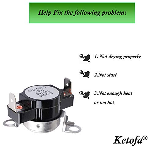 Ketofa 𝟐𝟎𝟐𝟑 𝙐𝗽𝒈𝒓𝒂𝒅𝒆𝒅 3204267 ترموستات أمان عالي للغسالة متوافق مع غسالات فريجيدير، AP2131477 استبدال ترموستات الأمان 508516 AH446428 EA446428 PS446428 من كيتوفا - Image 2