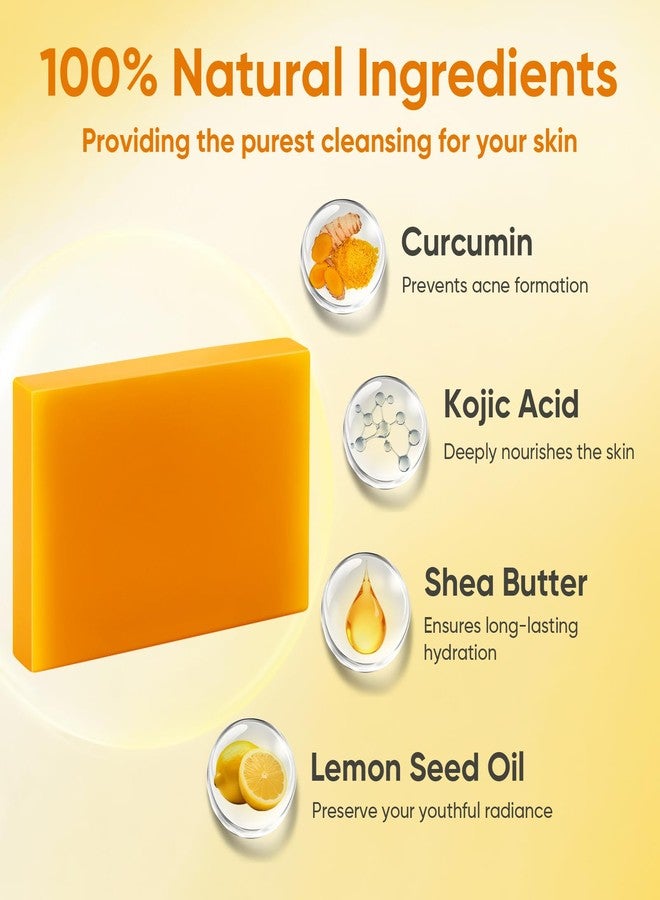 Treeroot 5 Pack Kojic Acid Soap, 80g Kojic Acid and Turmeric Soap Bar, Natural Potent Moisturizing Ingredient, Contains Kojic Acid, Turmeric, Vitamin C, Shea Butter, Lemon Oil, Retinol - Image 3