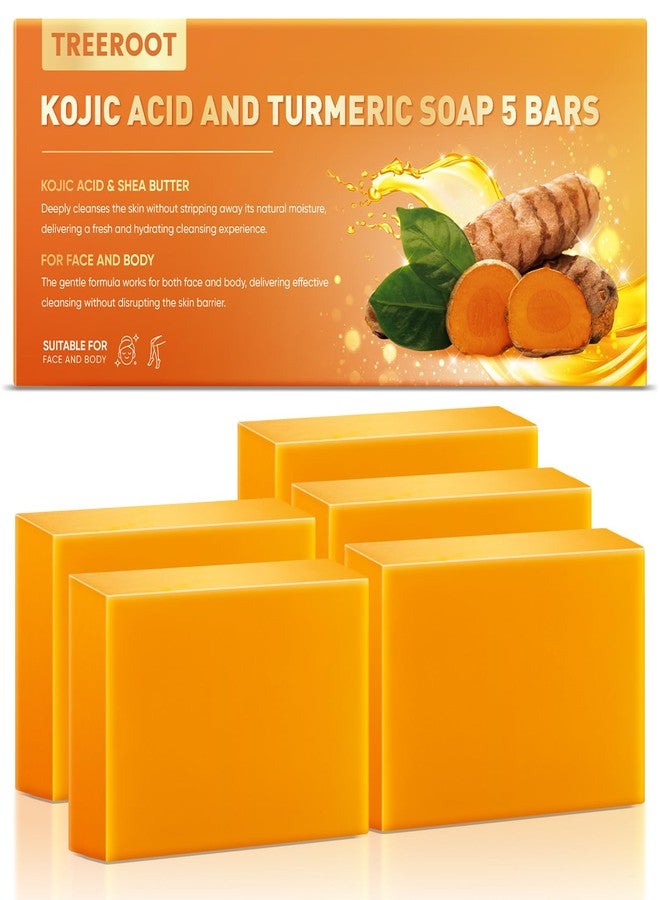 Treeroot 5 Pack Kojic Acid Soap, 80g Kojic Acid and Turmeric Soap Bar, Natural Potent Moisturizing Ingredient, Contains Kojic Acid, Turmeric, Vitamin C, Shea Butter, Lemon Oil, Retinol - Image 1