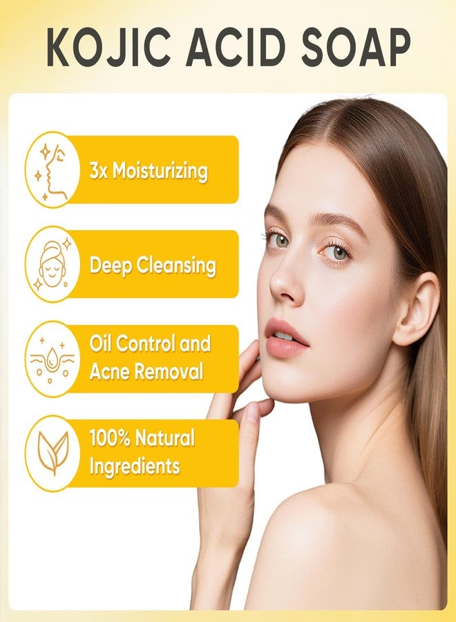 Treeroot 5 Pack Kojic Acid Soap, 80g Kojic Acid and Turmeric Soap Bar, Natural Potent Moisturizing Ingredient, Contains Kojic Acid, Turmeric, Vitamin C, Shea Butter, Lemon Oil, Retinol - Image 2