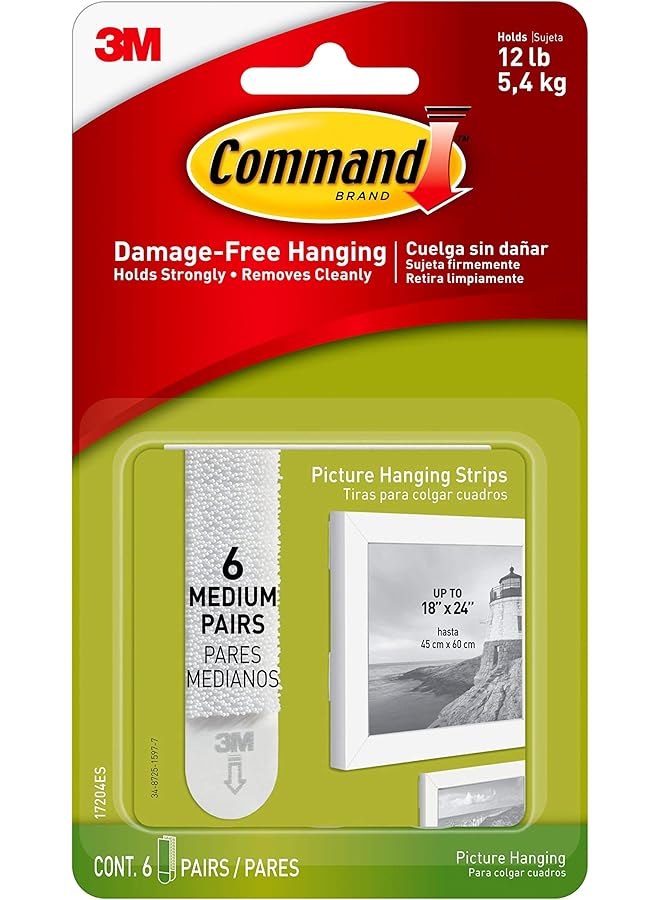 Command Command Picture 6 Pairs Hanging Strip - White - Image 1