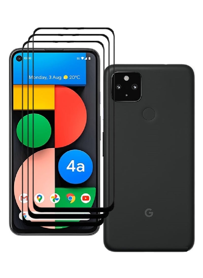AINA 3 Pieces Tempered Glass Screen Protector 5D Designed For Google Pixel 4a 5G Full Glue Edge to Edge Full Screen Coverage And Bubble Free - Image 1