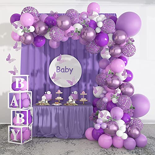 Lazybeee Birthday Balloons Decoration Garland Kit 107 Pcs Decorations for Girl Balloons Arch White Metallic Purple Confetti for Birthday Wedding Party) - Image 5