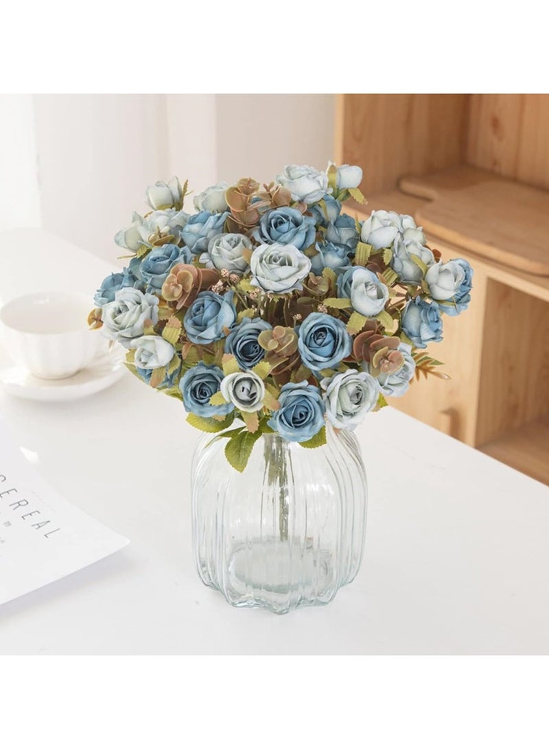 Huitich Charming Elegance: Fake Mini Roses for Effortless Beauty Blue  - Image 2