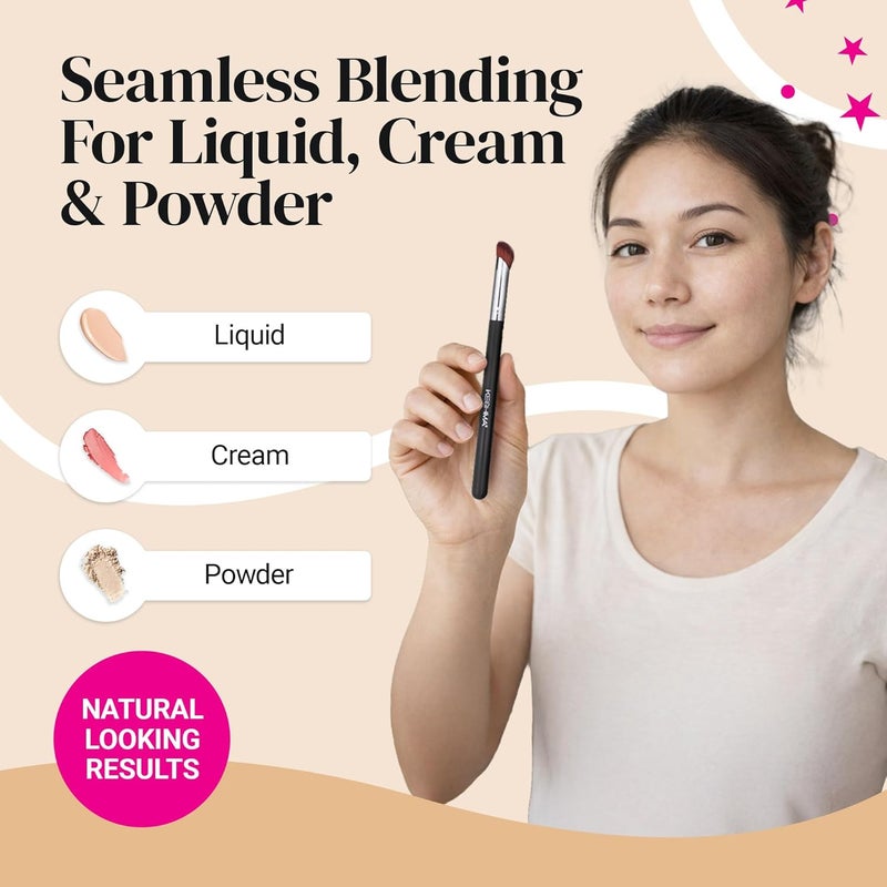 Keshima Mini Concealer Brush by , for Under Eye, Nose & Precision Touch-Ups ; Seamless Blending, Streak-Free Finish with Soft Dense Bristles for Liquid, Cream & Powder ; Vegan & Cruelty-Free - Image 4