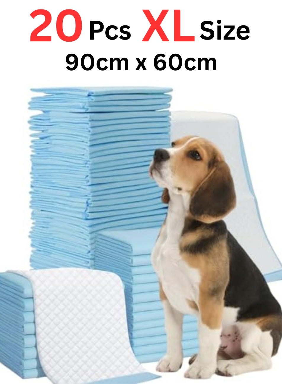 Pack x20 Large Absorbent Pads for Pet, Dogs & Cats – Waterproof Dog Pads, Pee Pads dog Sheet, XL Puppy Training Pads with Quick-Dry Technology, Disposable Absorbent Quick Drying Leak, 60x90cm (XL, 20, COUNT)