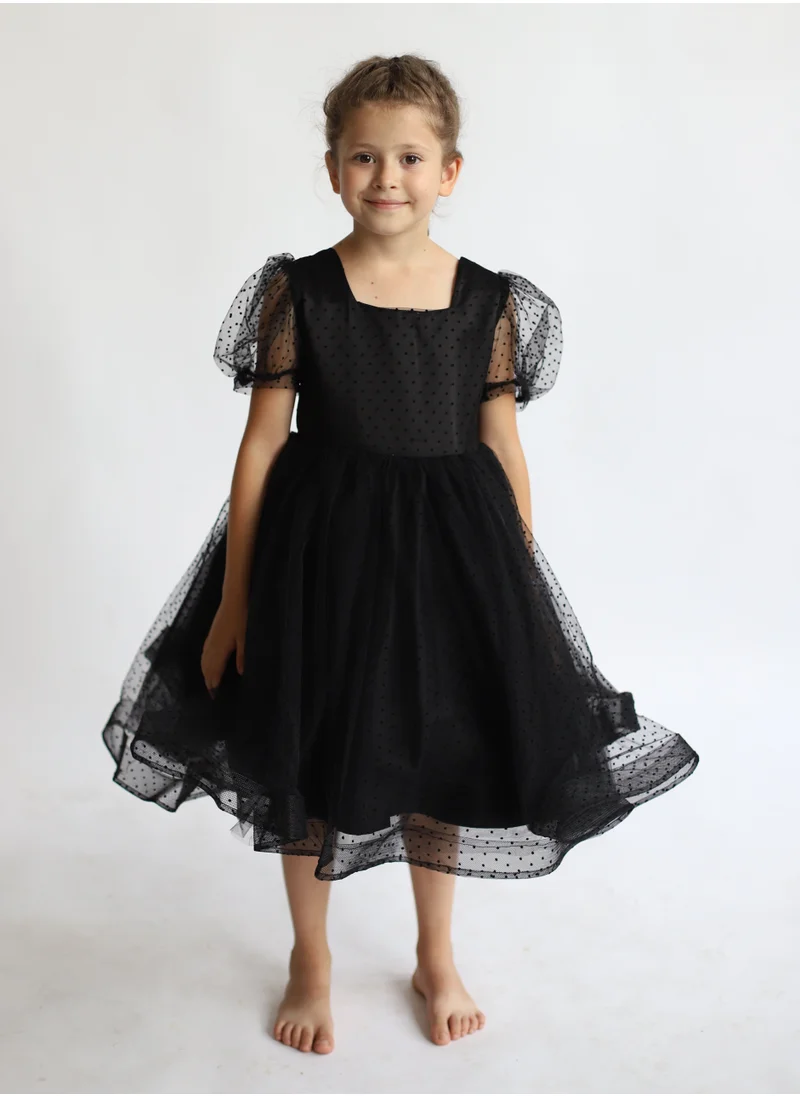 D'Daniela Princess Black Dot Dress