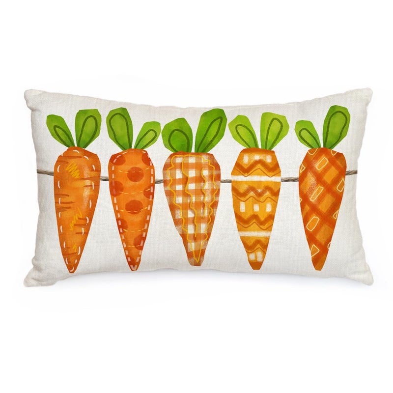 AACORS Easter Pillow Cover 12X20 Inch Five Watercolor Carrots Decorations Holiday Farmhouse Decorative Spring Pillow Case for Home Sofa Couch AA109-12 - Image 1