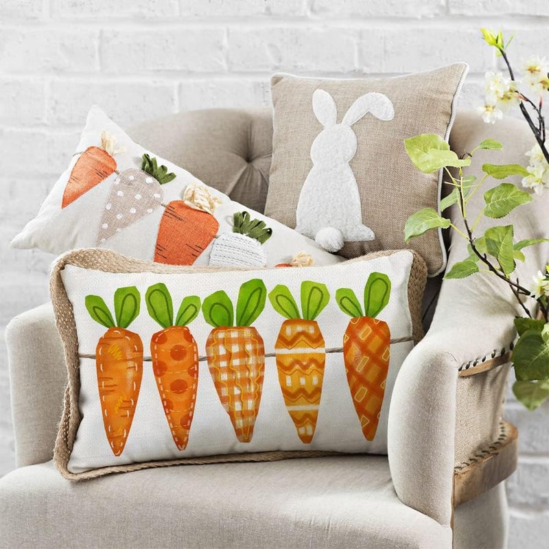 AACORS Easter Pillow Cover 12X20 Inch Five Watercolor Carrots Decorations Holiday Farmhouse Decorative Spring Pillow Case for Home Sofa Couch AA109-12 - Image 2
