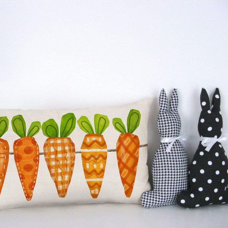 AACORS Easter Pillow Cover 12X20 Inch Five Watercolor Carrots Decorations Holiday Farmhouse Decorative Spring Pillow Case for Home Sofa Couch AA109-12 - Image 3