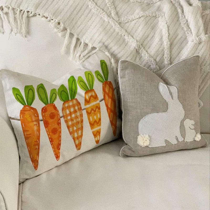 AACORS Easter Pillow Cover 12X20 Inch Five Watercolor Carrots Decorations Holiday Farmhouse Decorative Spring Pillow Case for Home Sofa Couch AA109-12 - Image 5