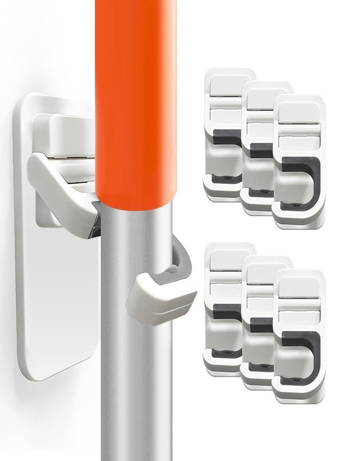 ALLICAVER 6PCS Broom and Mop Holder Wall Mount, Self Adhesive - No Drilling Broom Hanger Gripper, Organizer Rack Wall Mounted Utility Rack for Kitchen, Bathroom, Closet, Garden Garage - Image 1