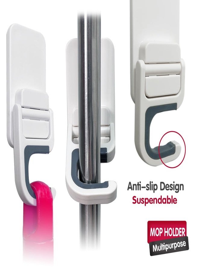 ALLICAVER 6PCS Broom and Mop Holder Wall Mount, Self Adhesive - No Drilling Broom Hanger Gripper, Organizer Rack Wall Mounted Utility Rack for Kitchen, Bathroom, Closet, Garden Garage - Image 4