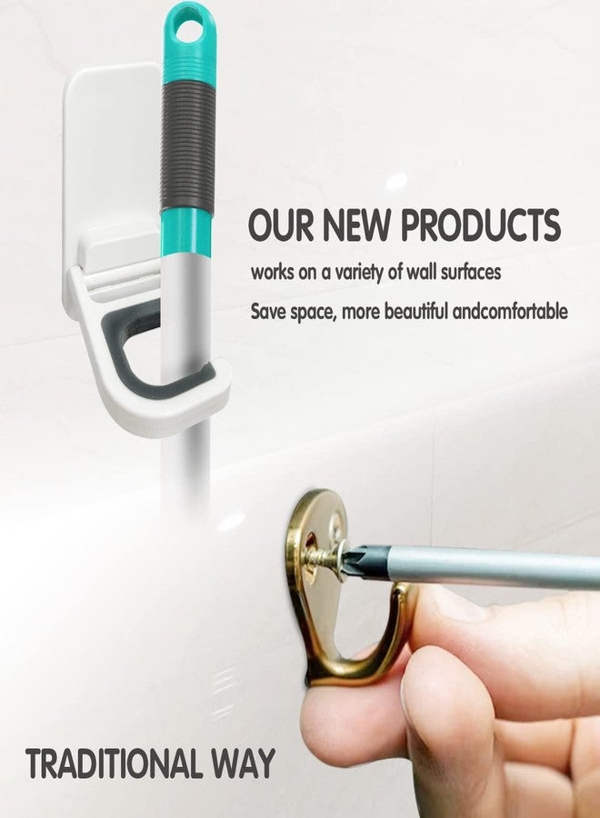 ALLICAVER 6PCS Broom and Mop Holder Wall Mount, Self Adhesive - No Drilling Broom Hanger Gripper, Organizer Rack Wall Mounted Utility Rack for Kitchen, Bathroom, Closet, Garden Garage - Image 2