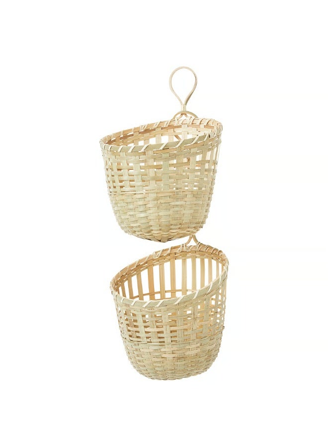 Basket Hanging Set Of 2 Handmade Bamboo - Image 1