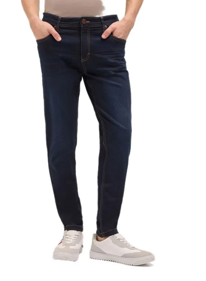 Men's Dark Blue with Light Fade Mid-Rise Slim Fit Jeans Classic Comfort With Modern Style, Perfect For Everyday Casual Looks And Effortless Streetwear Vibes