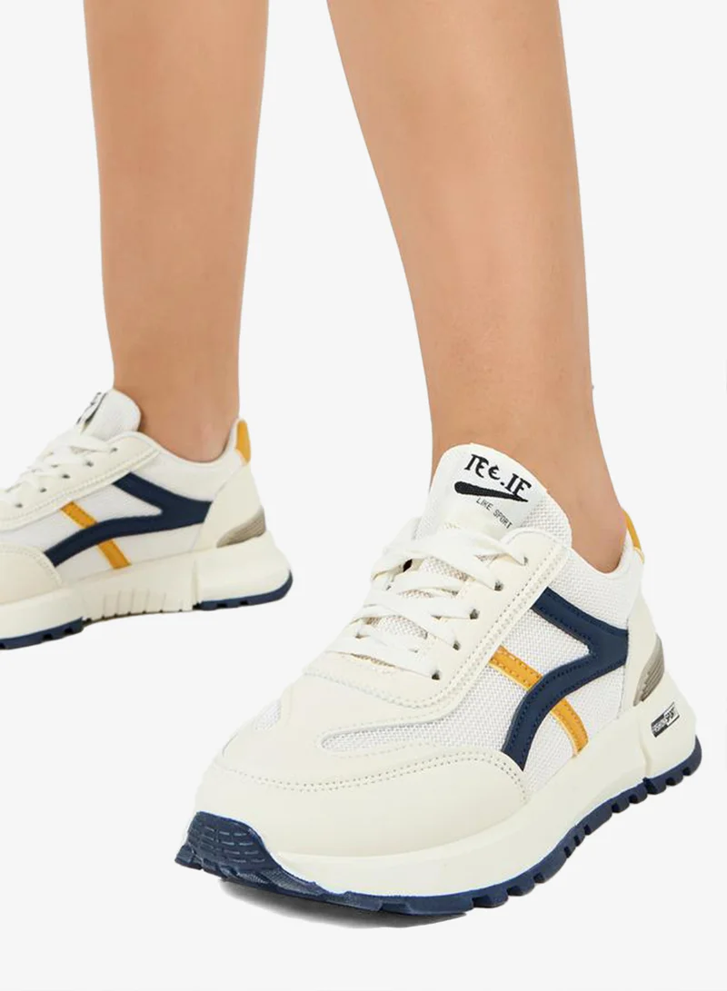 Styli Active Textured Lace-Up Tennis Sole Sneakers